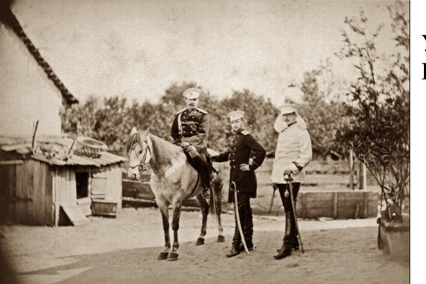 Великий князь Сергей Александрович, принц Александр Батенберг и полковник Скариалин в селе Пордим, сентябрь 1877 г.